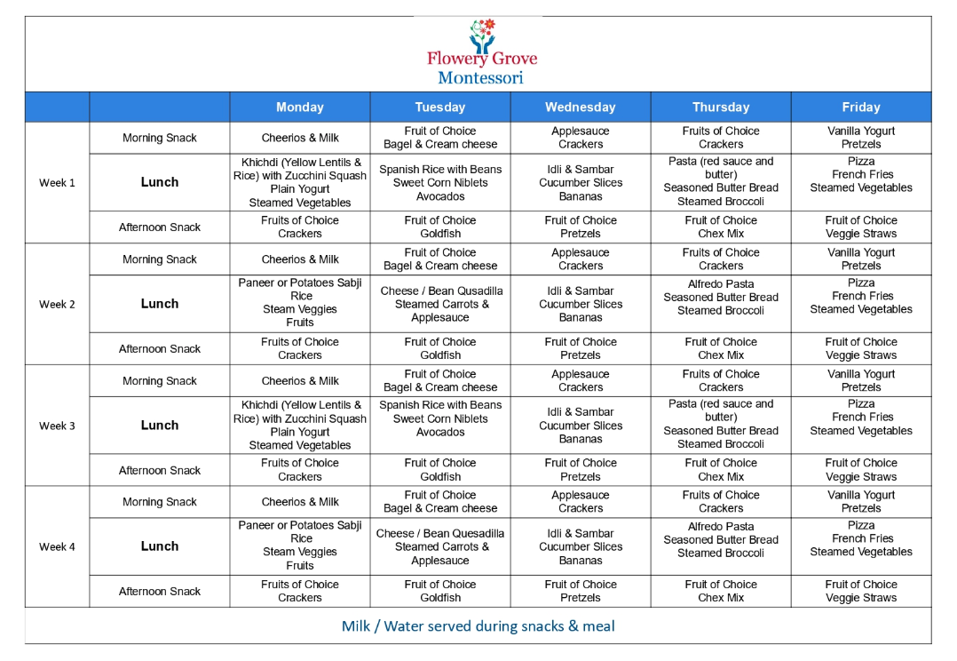 Weekly Food Menu