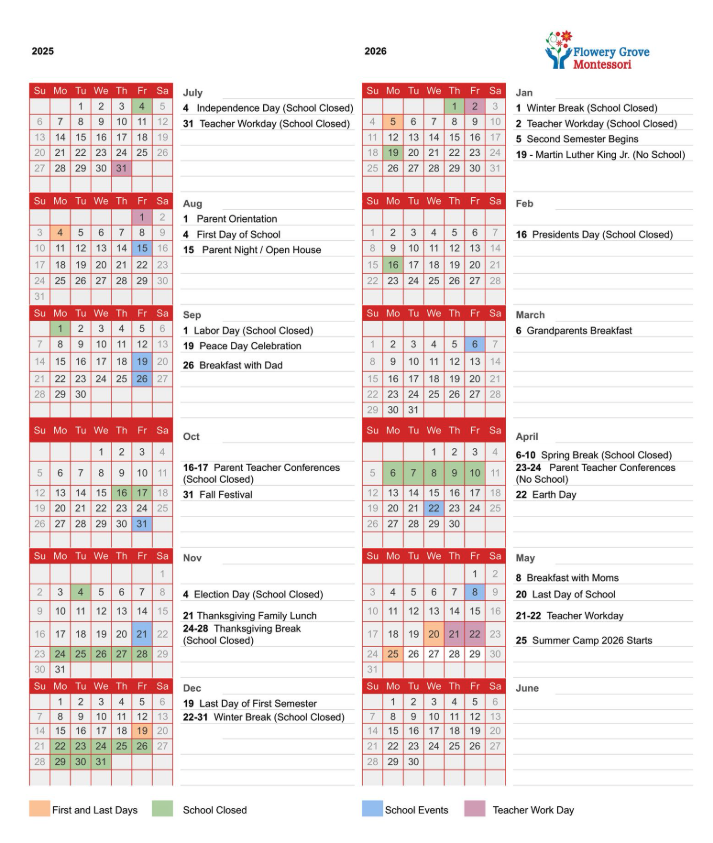School Calendar 2025-2026